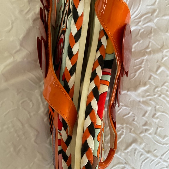 NEW Emilio Pucci satin sandals orange white shoes rubber bottom US 9.5 10 EU 40 - Picture 7 of 7
